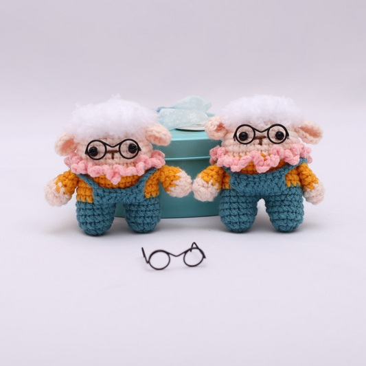 Adorable Handmade Cute Wear-Glass Crochet Sheep