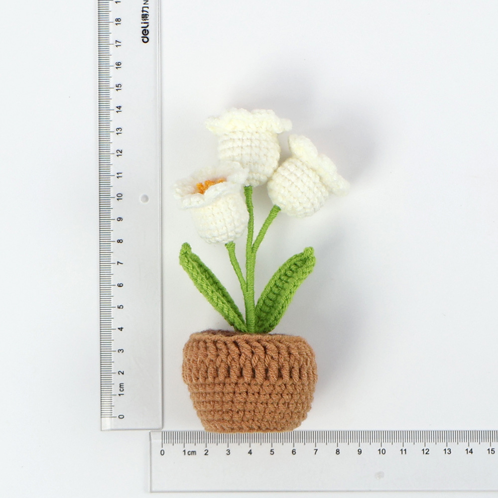 Handmade Crochet Lily of the Valley Bouquet Potted Flower Plants