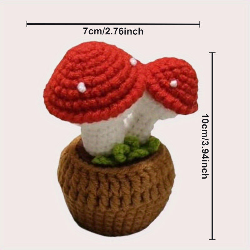 Handmade Home Decor Essential Crochet Two Head Mushroom Plant Pots