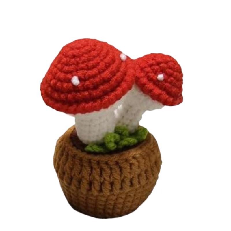 Handmade Home Decor Essential Crochet Two Head Mushroom Plant Pots