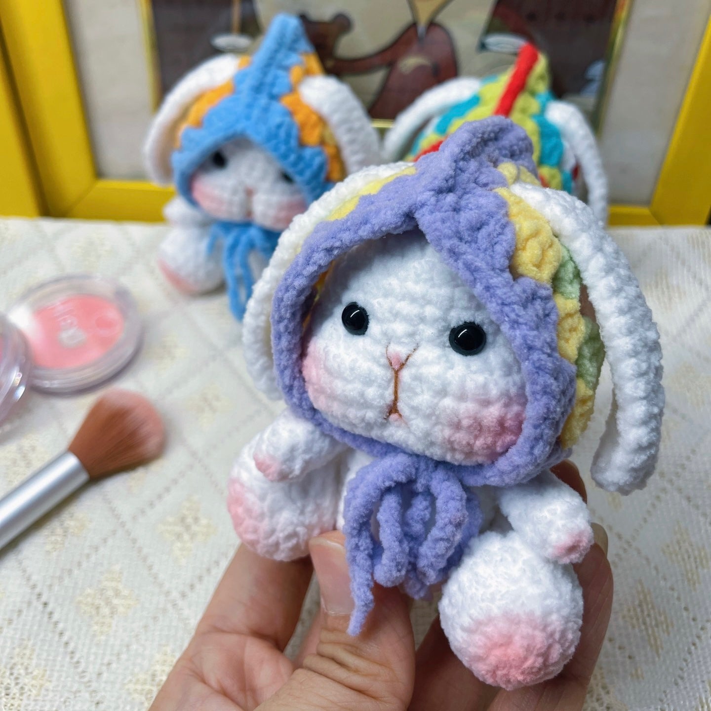 Handcrafted Classic - Grid Style Drop Ear Rabbit Crochet Toy