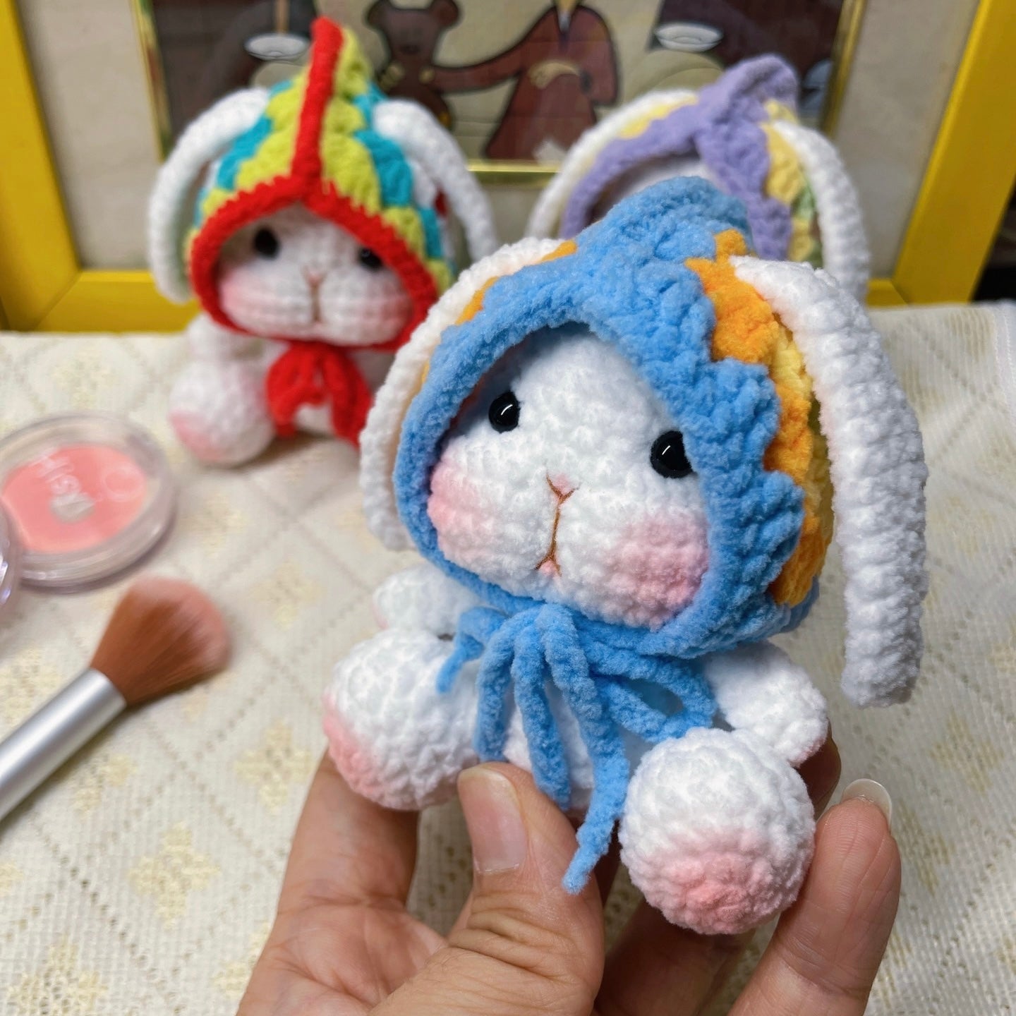 Handcrafted Classic - Grid Style Drop Ear Rabbit Crochet Toy